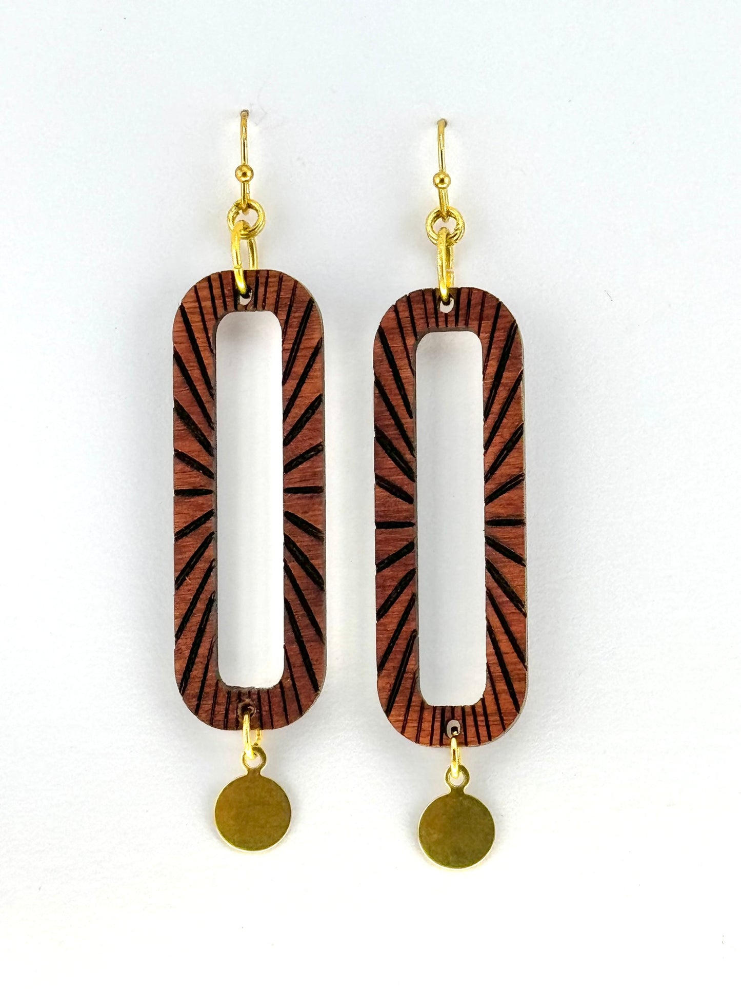 Rectangle Starburst Earrings with Brass accents