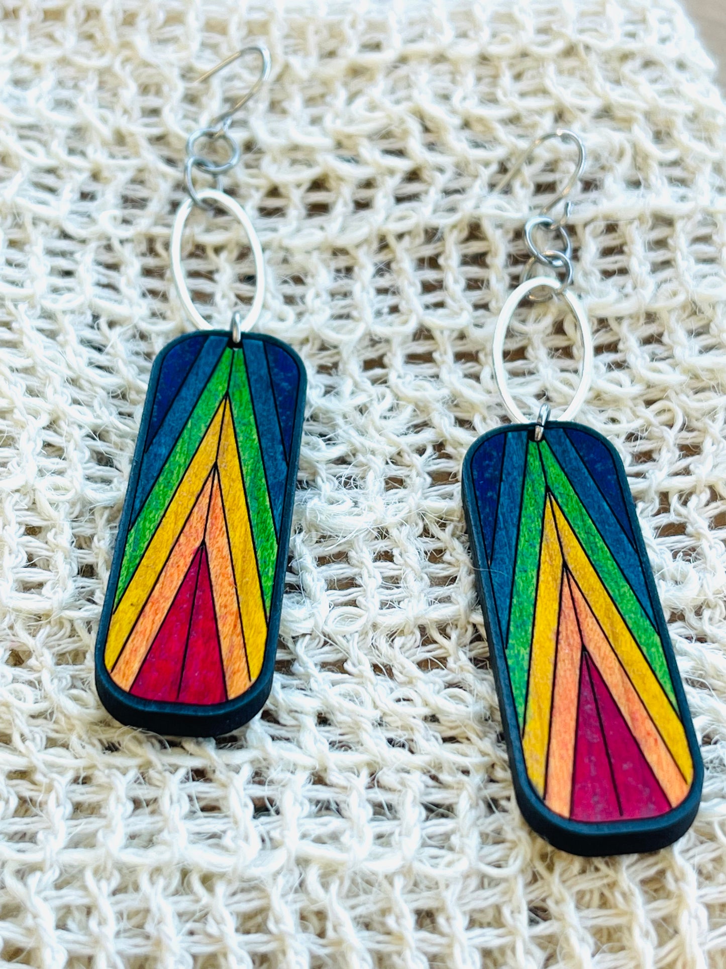 Chevron Rainbow - Laser cut, hand painted chevron earrings.