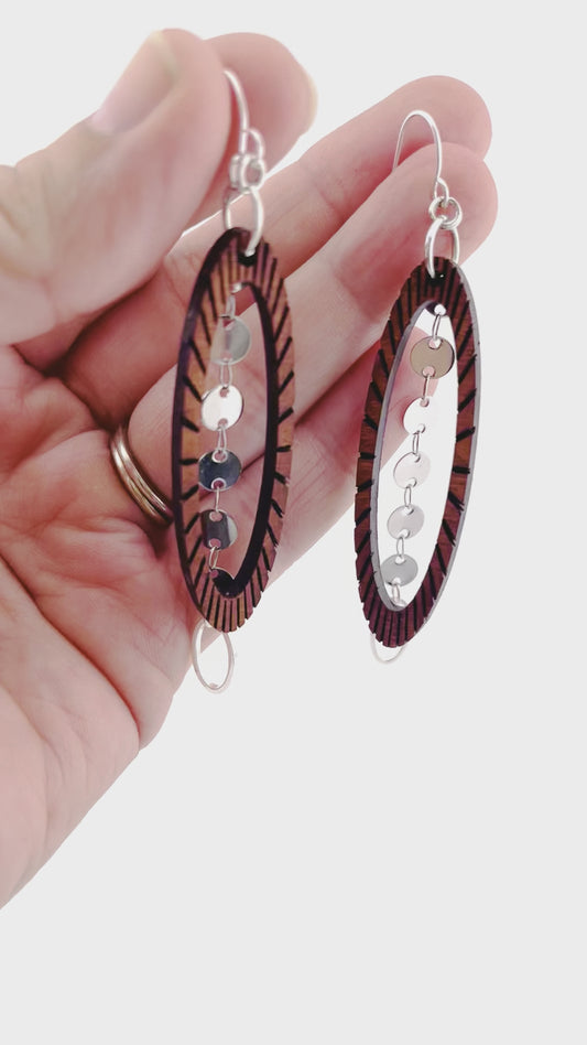 Oval cherrywood earrings.